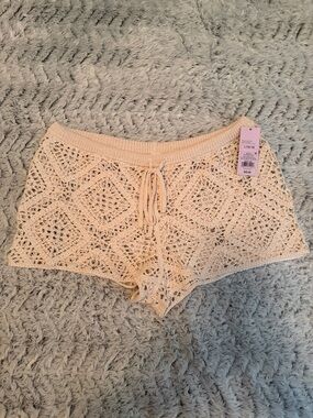 wild fable Crochet Diamond Swim Coverup Shorts in Cream L NWT 12/14